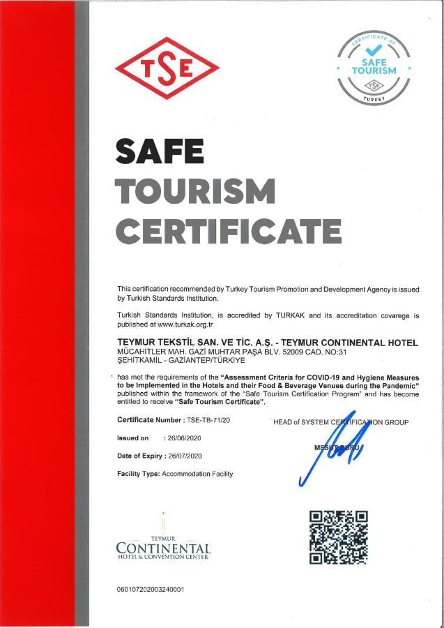 Teymur Continental Hotel Gaziantep Ngoại thất bức ảnh
